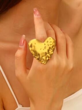 Gold Heart Statement Ring - Women Jewelry